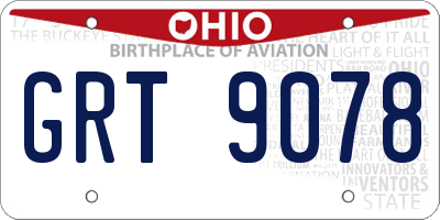 OH license plate GRT9078