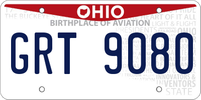 OH license plate GRT9080