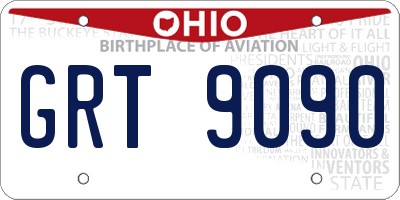 OH license plate GRT9090