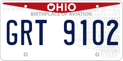 OH license plate GRT9102