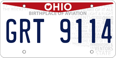 OH license plate GRT9114