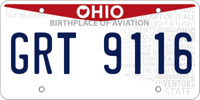 OH license plate GRT9116