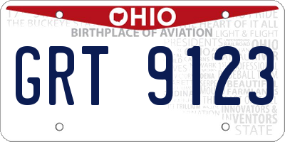 OH license plate GRT9123