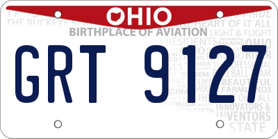 OH license plate GRT9127