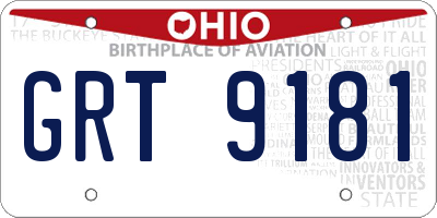 OH license plate GRT9181