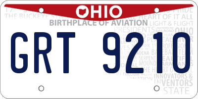 OH license plate GRT9210