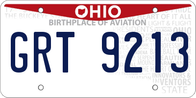 OH license plate GRT9213