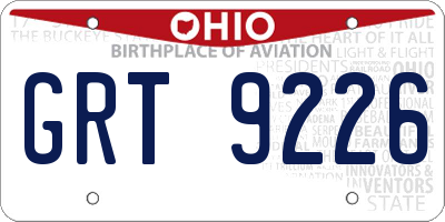 OH license plate GRT9226