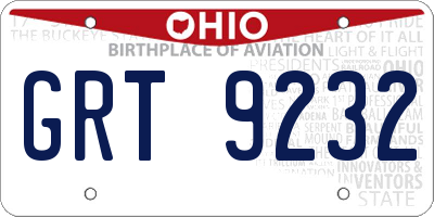 OH license plate GRT9232