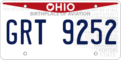 OH license plate GRT9252