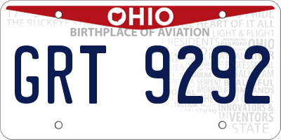 OH license plate GRT9292