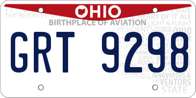 OH license plate GRT9298