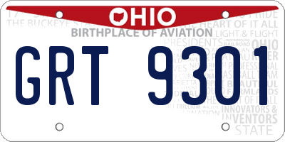 OH license plate GRT9301