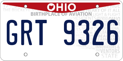 OH license plate GRT9326