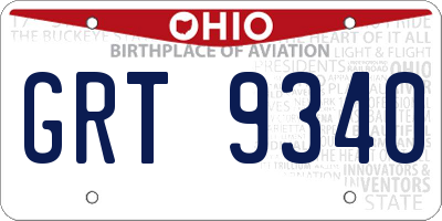 OH license plate GRT9340