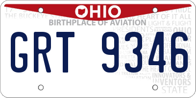 OH license plate GRT9346