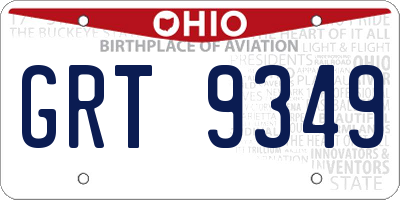 OH license plate GRT9349