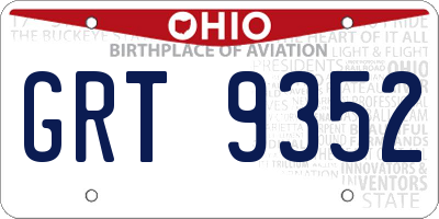 OH license plate GRT9352