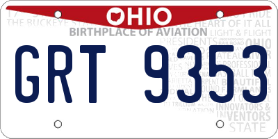 OH license plate GRT9353