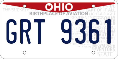 OH license plate GRT9361