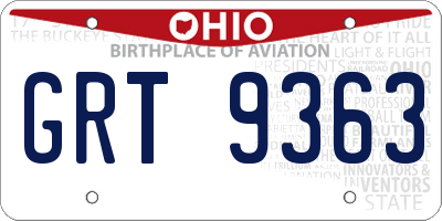 OH license plate GRT9363