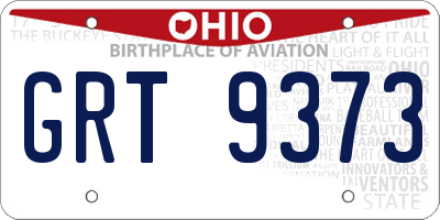 OH license plate GRT9373