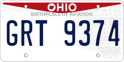 OH license plate GRT9374