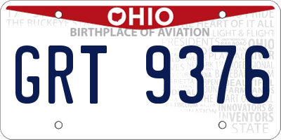 OH license plate GRT9376
