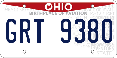 OH license plate GRT9380