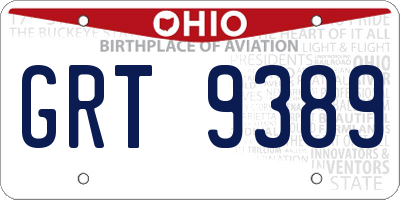 OH license plate GRT9389