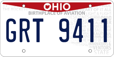 OH license plate GRT9411