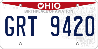 OH license plate GRT9420