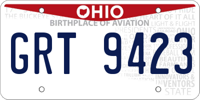 OH license plate GRT9423