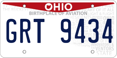 OH license plate GRT9434