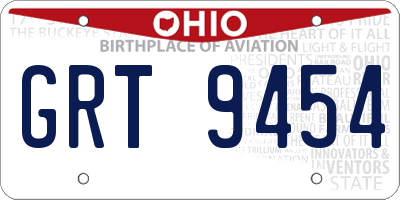 OH license plate GRT9454