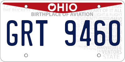 OH license plate GRT9460