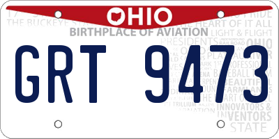 OH license plate GRT9473
