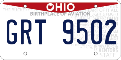 OH license plate GRT9502
