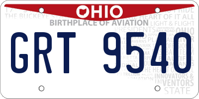 OH license plate GRT9540