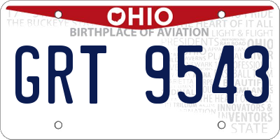 OH license plate GRT9543