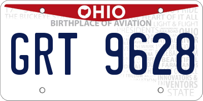 OH license plate GRT9628