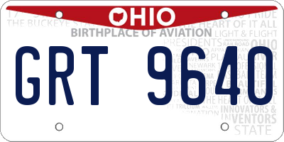 OH license plate GRT9640