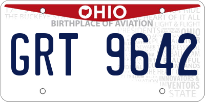 OH license plate GRT9642