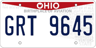 OH license plate GRT9645