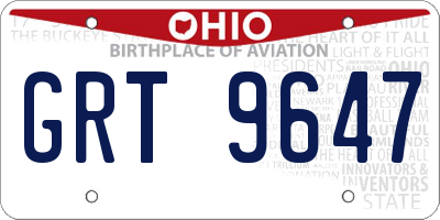 OH license plate GRT9647