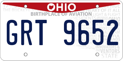 OH license plate GRT9652