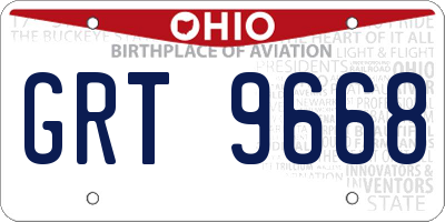 OH license plate GRT9668