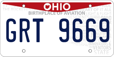 OH license plate GRT9669