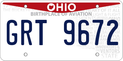 OH license plate GRT9672