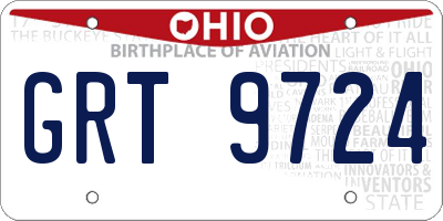 OH license plate GRT9724